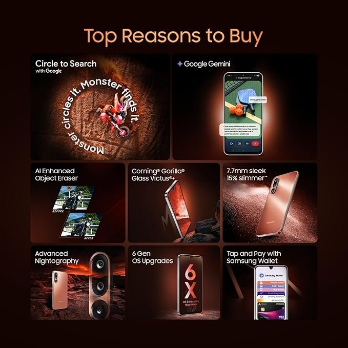 Samsung Galaxy M36 5G (Velvet Black, 6 GB RAM, 128 GB Storage)| Circle to Search| Google Gemini| Corning Gorilla Glass Victus+| 7.7mm Slim| AI Enhanced 50 MP OIS Triple Camera| Unmatched Nightography - Image 2