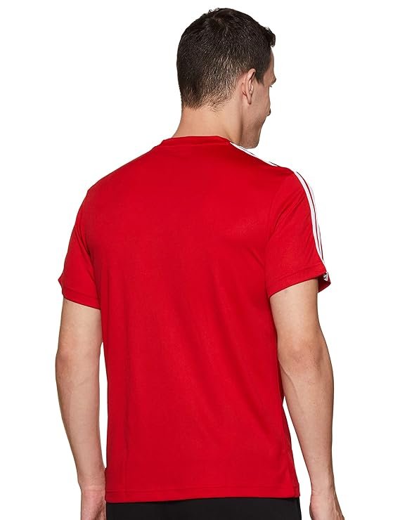 adidas Sporty Men Round Neck 3-Stripes Tee - Lightweight, Breathable & Moisture-Wicking Sports T-Shirt for Training, Running, Gym & Everyday Casual Activewear for All-Season - Image 3