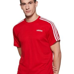 adidas Sporty Men Round Neck 3-Stripes Tee - Lightweight, Breathable & Moisture-Wicking Sports T-Shirt for Training, Running, Gym & Everyday Casual Activewear for All-Season