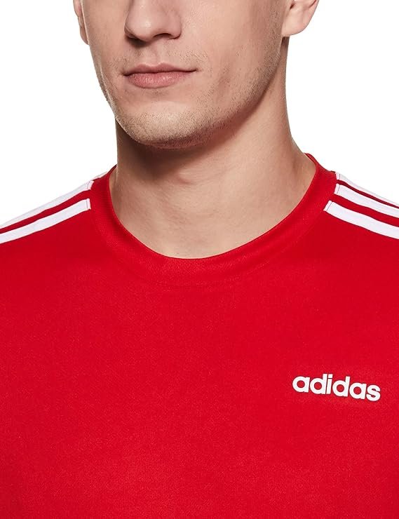 adidas Sporty Men Round Neck 3-Stripes Tee - Lightweight, Breathable & Moisture-Wicking Sports T-Shirt for Training, Running, Gym & Everyday Casual Activewear for All-Season - Image 4